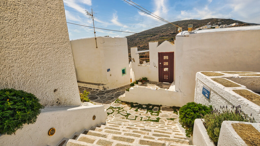 Traditional village of Kastro or Castro in Sikinos island, Cyclades, Greece