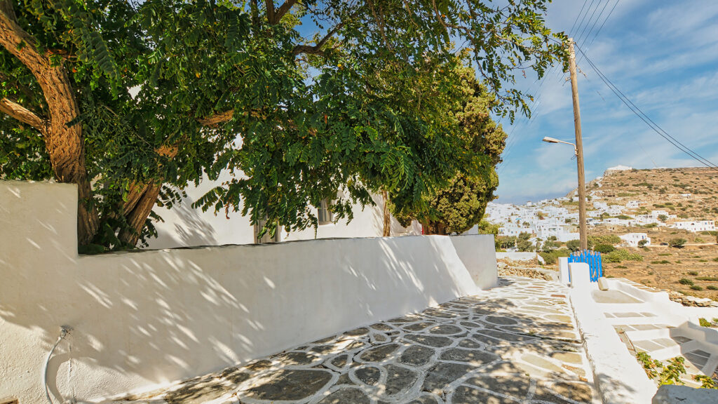 Beautiful village of Chora in the cycladic island of Sikinos of Greece